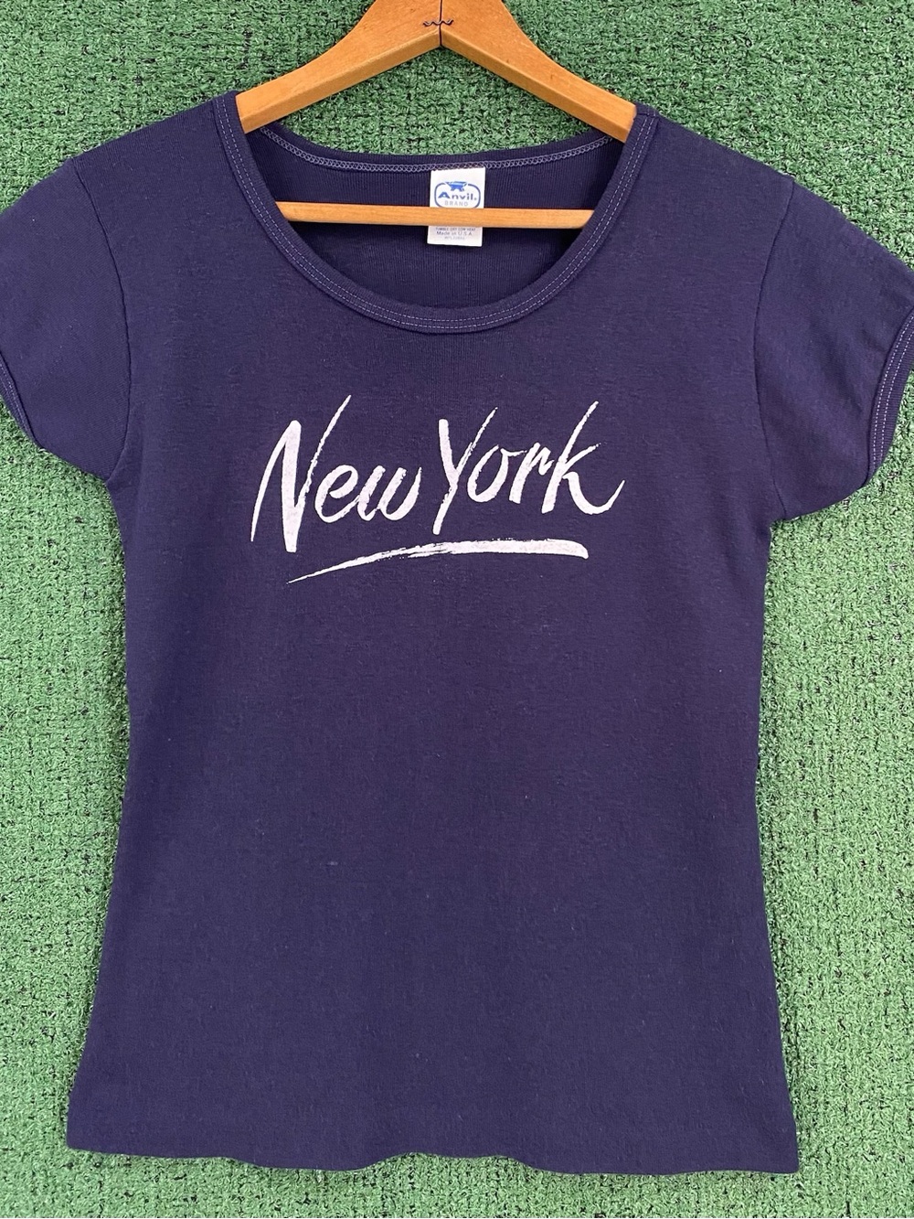 Vintage 80’s New York Navy Blue Babydoll Tee Women’s Size XXS USA Made